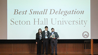 Seton Hall recognized with Best Small Delegation.