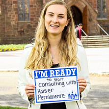Abigail Hofmann participating in Seton Hall's I'm Ready Campaign.