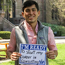 Alonso Arbulu participating in Seton Hall's I'm Ready Campaign.