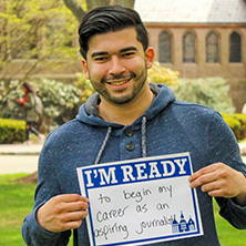 Brandon Cintron participating in Seton Hall's I'm Ready Campaign.