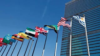 Flags at the United Nations Building