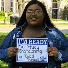 Layla Ogletree participating in Seton Hall's I'm Ready Campaign.