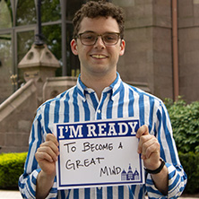 Matt Minor participating in Seton Hall's I'm Ready Campaign.