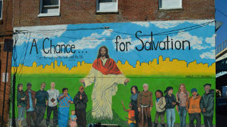 Mural of Jesus in Philadelphia.