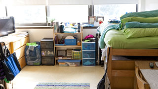 Photo of a dorm room.