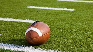 Football ball on a field.