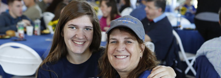 Mother and daughter at Seton Hall Weekend. 