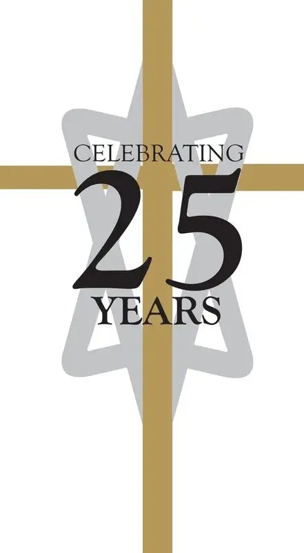 Logo of Cross and "25" Symbolizing Anniversary Celebration