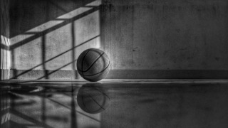 Basketball with a black and white background.