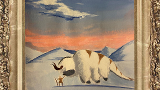 Student painting depicting Aang and Appa from Avatar: The Last Airbender.