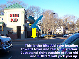 shufly virutal tour highlights local shop in town of south orange (Riteaid is pictured).