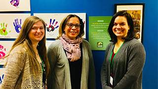 AmySheppardSocialWorkx320 Amy Sheppard (center), LCSW, with Seton Hall University’s BSW Intern, Kayla Raff (left), and MSW Intern, Adrienne Sauer (right)