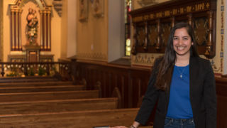 Angeli Fernandes in the chapel.