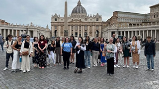 Students standing at St. Peters square by Todd Stockdale