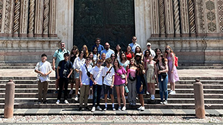 Students standing at the Duomo In Orvieto, Italy