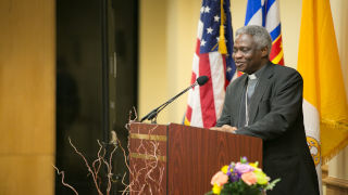 Photo of Cardinal Turkson speaking at a podium