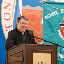 Photo of Christophe Pierre, Apostolic Nuncio, at the World Leaders Forum speaker series.