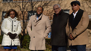 Vice President of Student Services Shawna Cooper-Gibson, Alvaro Llanos, Shawn Simons, and U.S. Representative Bill Pascrell, Jr.