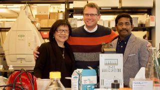 Professor Sulie L. Chang, funding director of the Institute of NeuroImmune Pharmacology; Professor Nicholas Snow, director of research at Seton Hall; Samikkannu Thangavel, the new associate director of the Institute of NeuroImmune Pharmacology