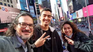 Seton Hall students took the SHUFLY shuttle to the South Orange train station areaStudents enjoying coffeeESL Students in Times Square