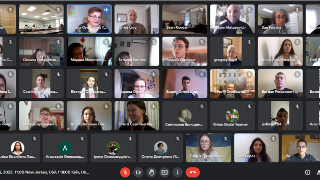 Screenshots of Zoom Call of educational students and graduates working with Ukrainian University students.