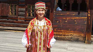 Folk Costume - Slavic Arts and Crafts 320x180 Photo of Dr. Irina Kazakevich, Professor of Russian, in a Slavic folk costume.