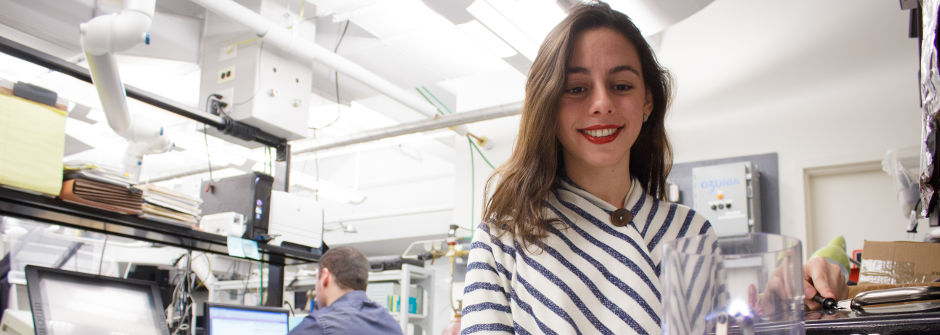 A girl working in a laboratory.