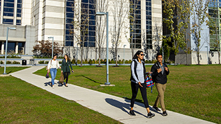 Students walking on the IHS campus.