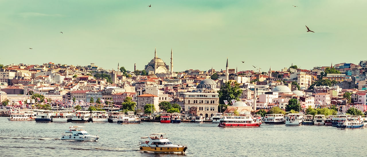 Cityscape of Istanbul and beautiful view of Bosporus strait, Turkey.
