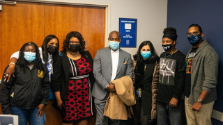 Newark Mayor Ras Baraka, Provost Katia Passerini, Keesha Eure, Jamila Davis, Juan Rios