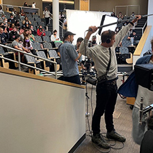 Filming part of the commercial at the Seton Hall Law School