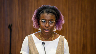 Picture of Marcelle Brooks giving a speech Picture of Marcelle Brooks giving a speech