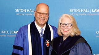 Alumnus Kevin H. Marino, Esq. ’84 of Marino, Tortorella &amp; Boyle, P.C. with Kathleen M. Boozang, Dean and Professor of Law, Seton Hall University School of Law