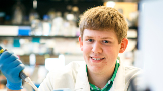 Matthew Pennington in a biology lab.