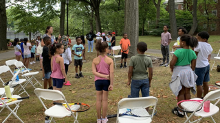 Students in the program gather for instruction. 