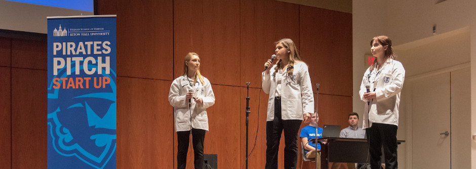 Nursing students presenting at Pirates Pitch.