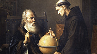 Photo of Felix Parra's painting of Galileo Galilei.