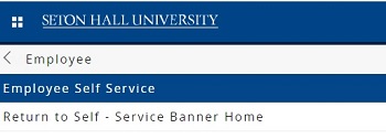 Employee Self-Service expanded menu with Return to Self-Service Banner menu option.