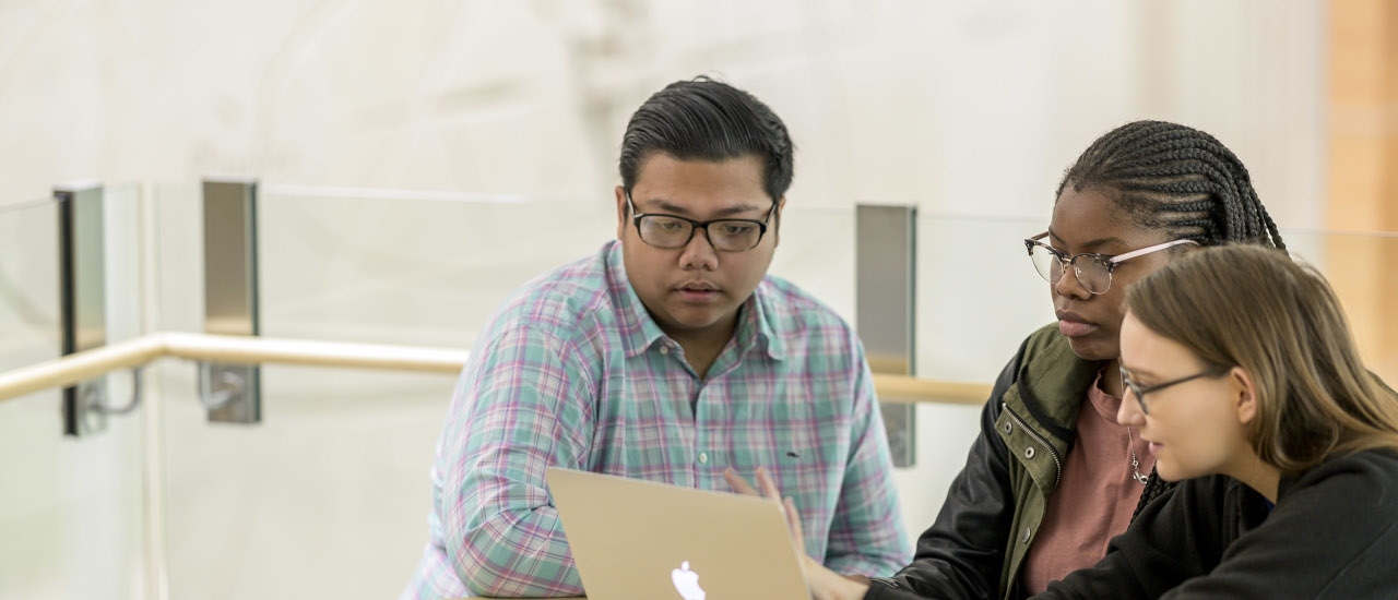 students at laptop