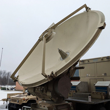 Close up view of a Satellite Transportable Terminal