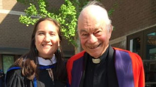 Jordyn Barry and Father Lawrence Frizzell