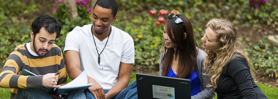 Students on green