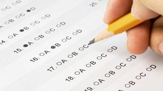 Answer sheet being filled out with pencil