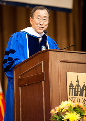 UN Secretary-General Ban Ki-moon at Seton Hall