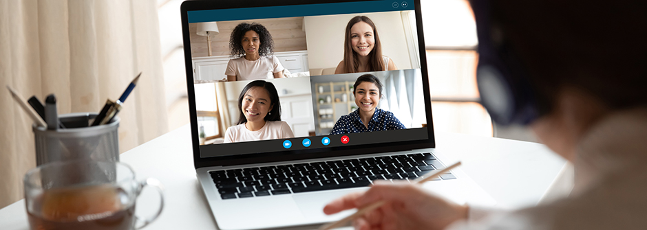 A student attending a remote class online.