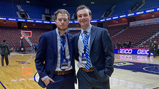 WSOUWSOU’s Sports Director Joe Matthews and Assistant Sports Director Jonathan Heite stand side by side.