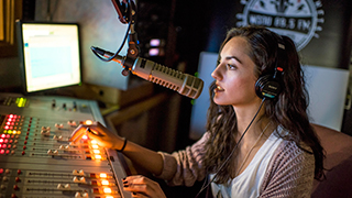 WSOU worker in radio booth