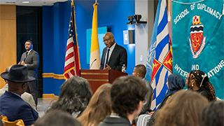 UNGA President giving a speech.
