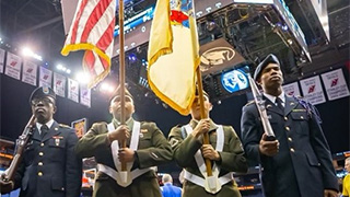 The Pirate Battalion presented the Colors at basketball game The Pirate Battalion presented the Colors at basketball game