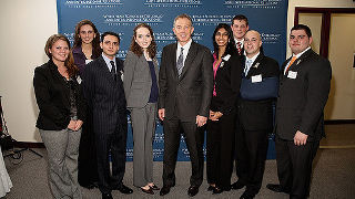 Monsignor Robert Sheeran, former Prime Minister Tony Blair and Ambassador John Menzies.Tony Blair with Diplomacy Students